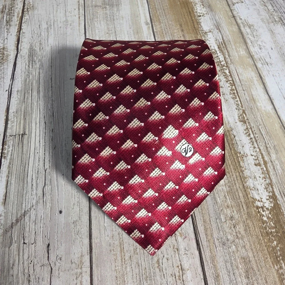 Versace Classic V2 Mens Silk Tie Burgundy Cream Geometric Medusa Logo Italy